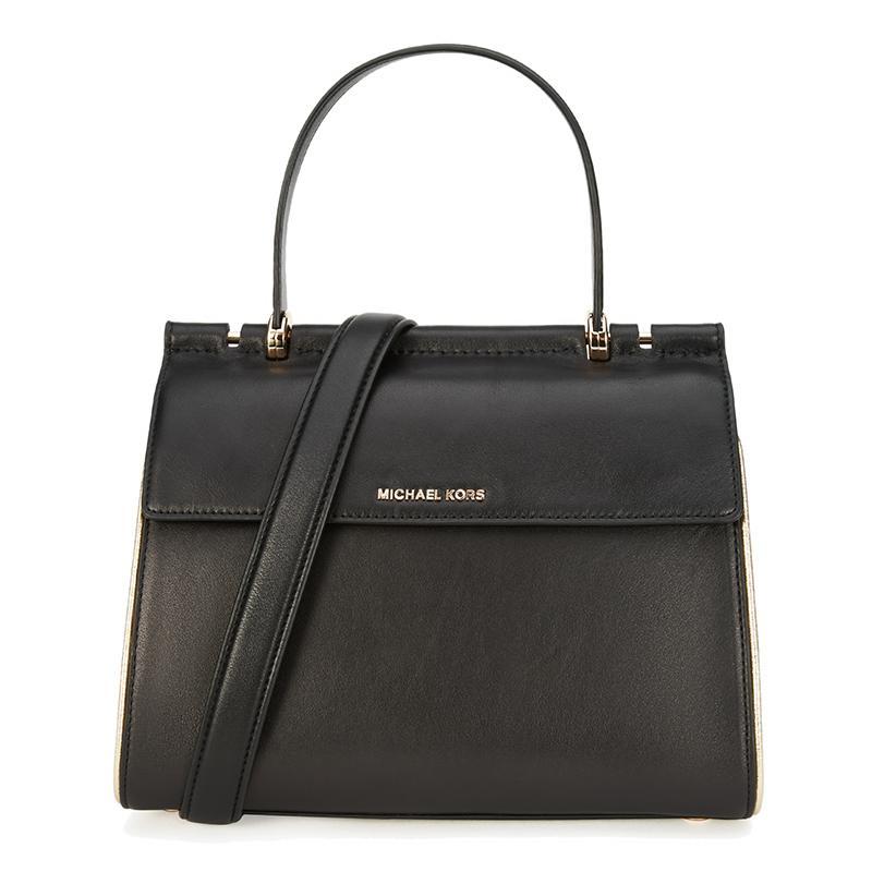 MICHAEL KORS 迈克·科尔斯 女士牛皮手提包单肩包 30H8GI2S2L BLK.GOLD-黑色