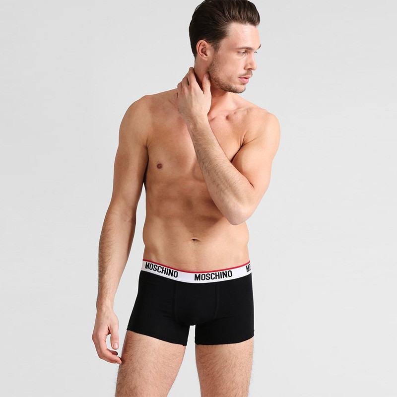 MOSCHINO 字母logo男士内裤男式 S 黑色白边