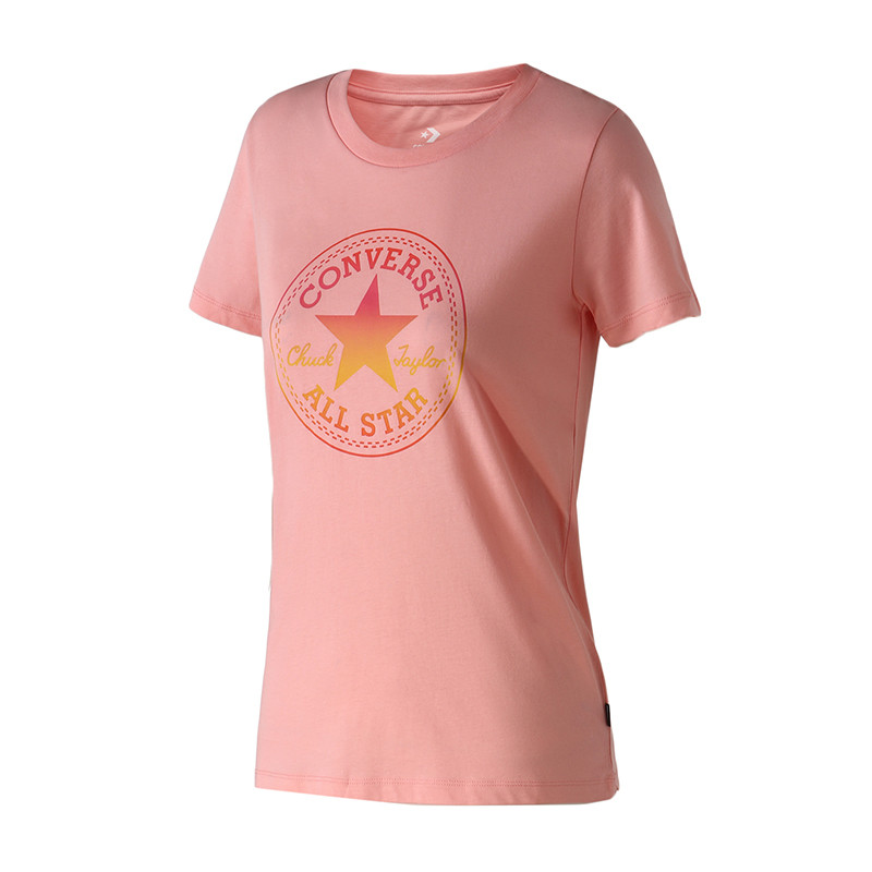 CONVERSE匡威女装短袖T恤时尚圆领舒适休闲运动服10017088-A03 XS 10017088-A03粉色