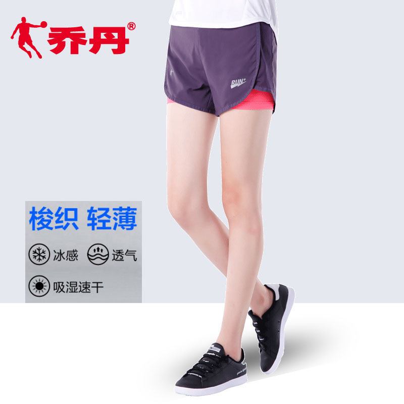 乔丹短裤女夏季2019新款速干透气短裤女休闲防走光跑步运动短裤女 2XL(175/80A) XNK2281230龙葵紫/天堂粉