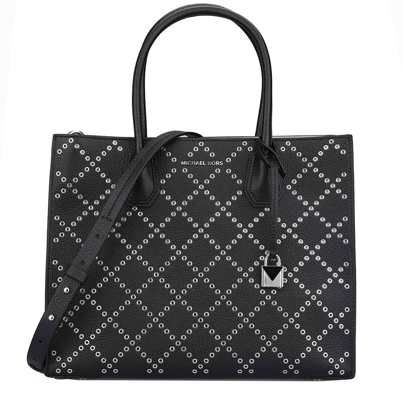 MICHAEL KORS 迈克·科尔斯 MK女包 女士手提包单肩斜挎包 欧美时尚 气质优雅 黑色格纹款