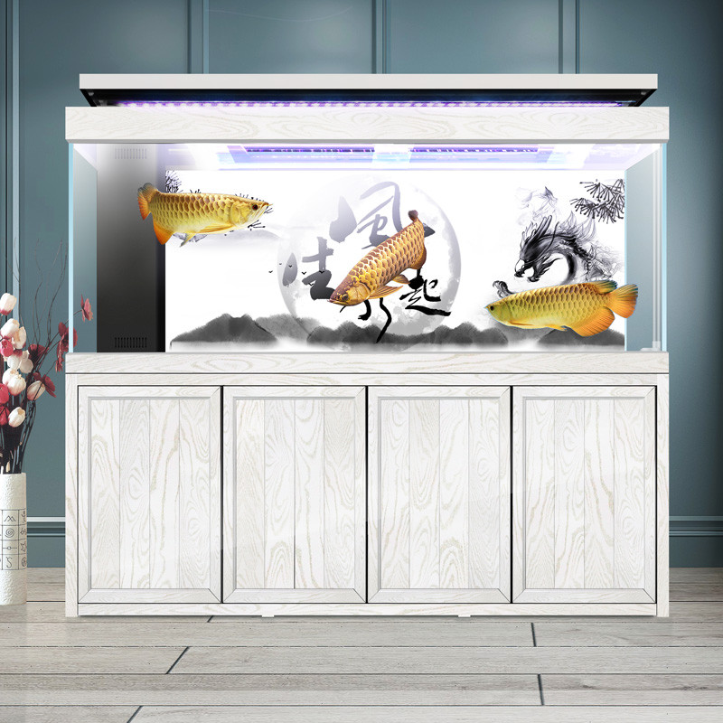 汉霸玩家级金晶超白龙鱼缸水族箱大型客厅玻璃智能生态专业灯架 1.2米长x50cm宽x82cm缸高/80cm柜高 白橡木