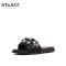 ST&SAT/星期六凉拖平底舒适露趾可外穿女鞋SS92110367 10黑色 37码