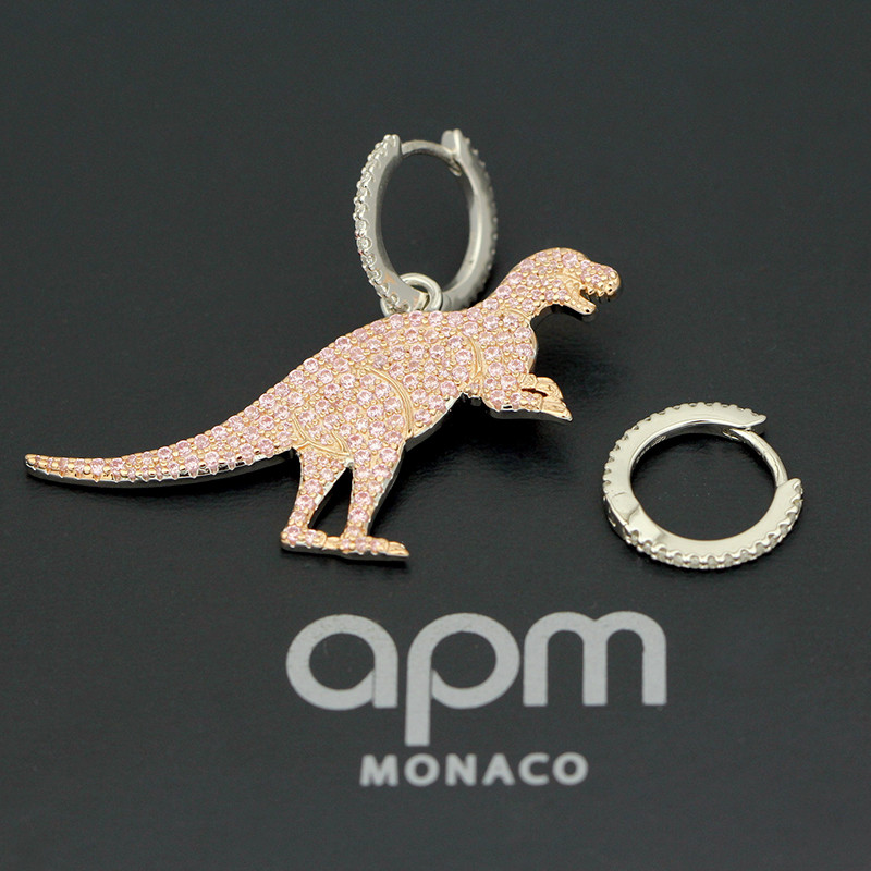 apm MONACO不对称恐龙耳环925银耳饰AE10238OXY AE10238XOR 粉金色