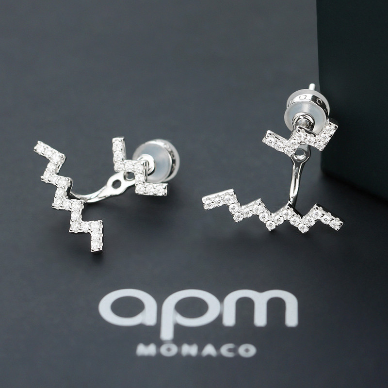 apm MONACO百搭Z字造型耳环925银耳饰AE9990OX RE9990OX 银色