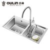 欧琳（OULIN）J003升级版水槽双槽820A 厨房304不锈钢洗菜盆洗碗盆 带龙头洗菜池水池套餐加厚 HT820A双槽配X011不锈钢龙头（升级50下水）
