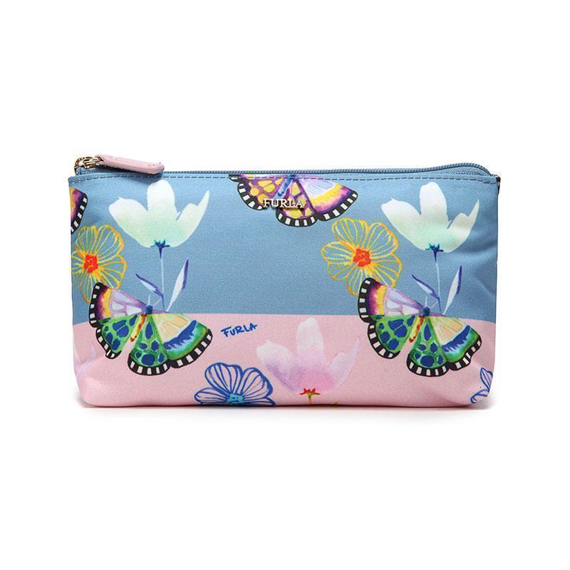 FURLA 芙拉 女士BLOOM系列涤纶化妆包 E ER64 J76 961919-浅蓝色粉色多色拼色