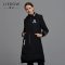 LIEDOW/蕾朵2018秋冬新款连帽黑色中长款羽绒服 时尚保暖淑女外套_835_907 L 黑色