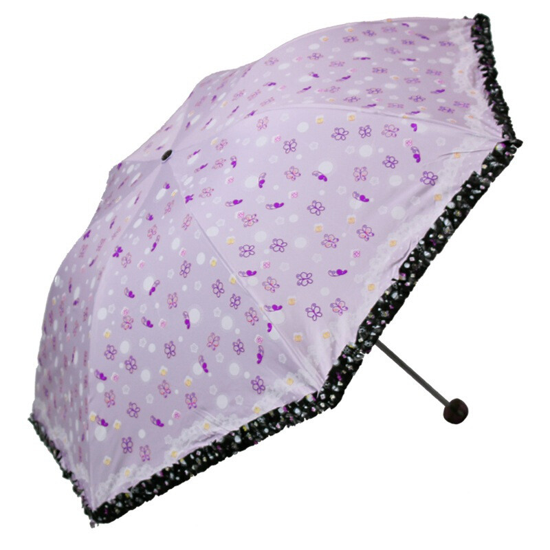 天堂伞 春日畅想黑胶防晒三折铅笔晴雨伞3433E 紫色