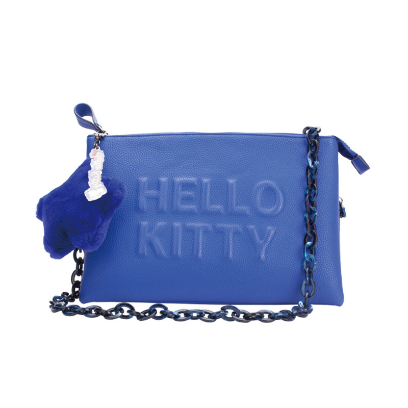 HELLO KITTY 毛绒星星字母设计单肩斜挎包 蓝色 蓝色