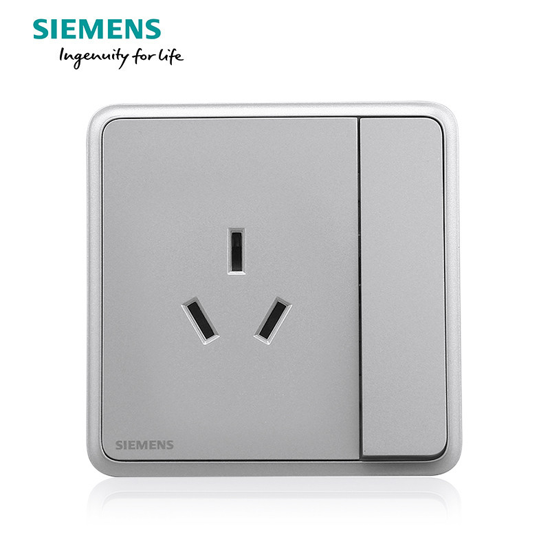 西门子（SIEMENS）开关电源插座86型面板灵蕴系列星辉银五孔USB一开带16A空调插 一开16A三孔 灵蕴星辉银系列