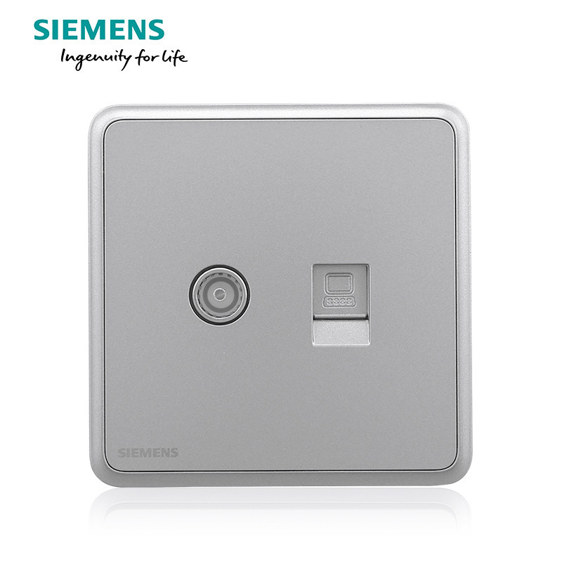 西门子（SIEMENS）开关电源插座86型面板灵蕴系列星辉银五孔USB一开带16A空调插 电脑+电视 灵蕴星辉银系列