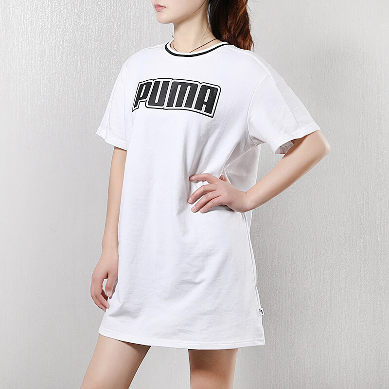 puma彪马女装运动服跑步训练休闲透气时尚短袖长款T恤连衣裙579534-01 2XL 579534-22