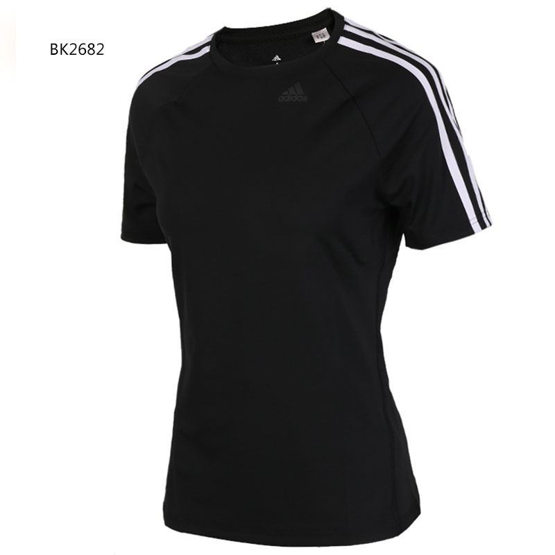 阿迪达斯跑步训练短袖女装2019春夏休闲运动衫圆领透气T恤BK2682 S BK2682