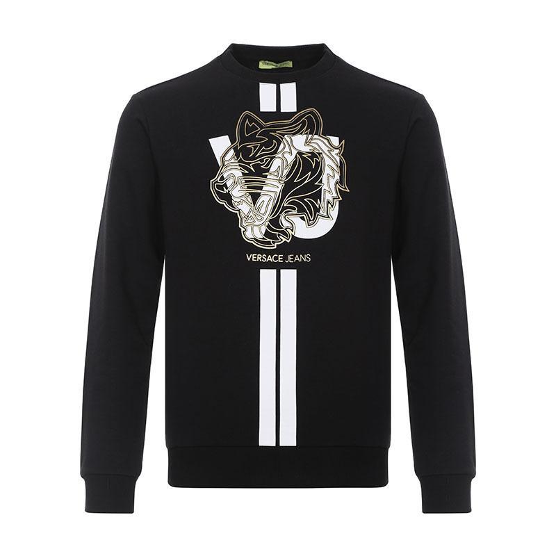 Versace JEANS 范思哲 男士虎头棉质圆领长袖卫衣运动衫 B7GTA7FL 36604 899-黑色金色 S