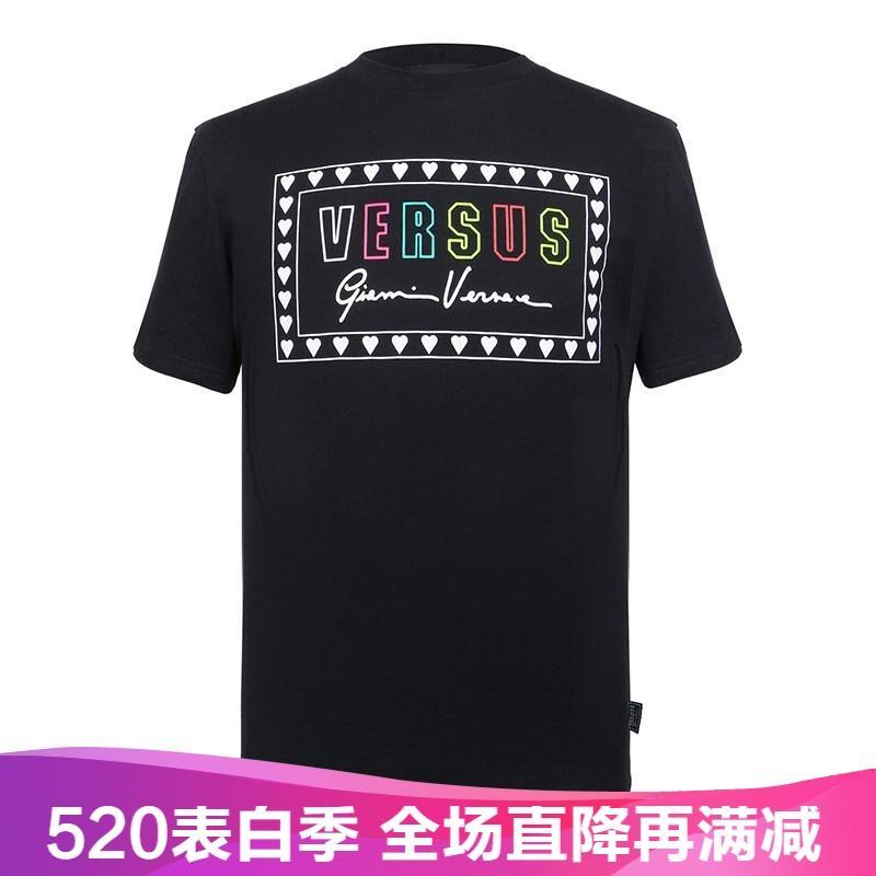 Versace VERSUS 范思哲 男款棉质短袖T恤 BU90751 BJ10388 B1008-黑色印花 M