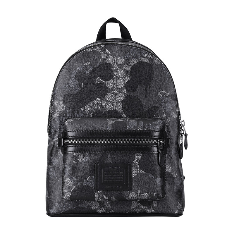 COACH 蔻驰 奢侈品 男士专柜款黑色PVC双肩背包 黑色