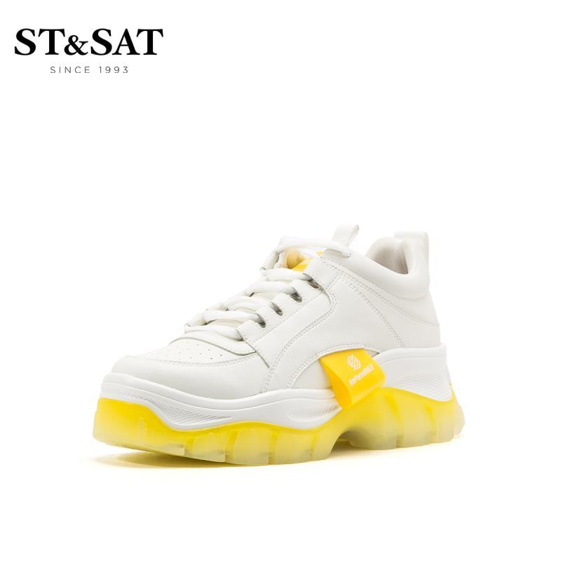 星期六(ST&SAT)夏季新款拼色厚底老爹鞋小白鞋女鞋SS92112559 70黄色 35码