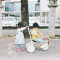 日系风格儿童三轮车宝宝脚踏车小孩自行车无印简约推杆手推童车1-5岁男孩女孩玩具车 白色+推杆+伞