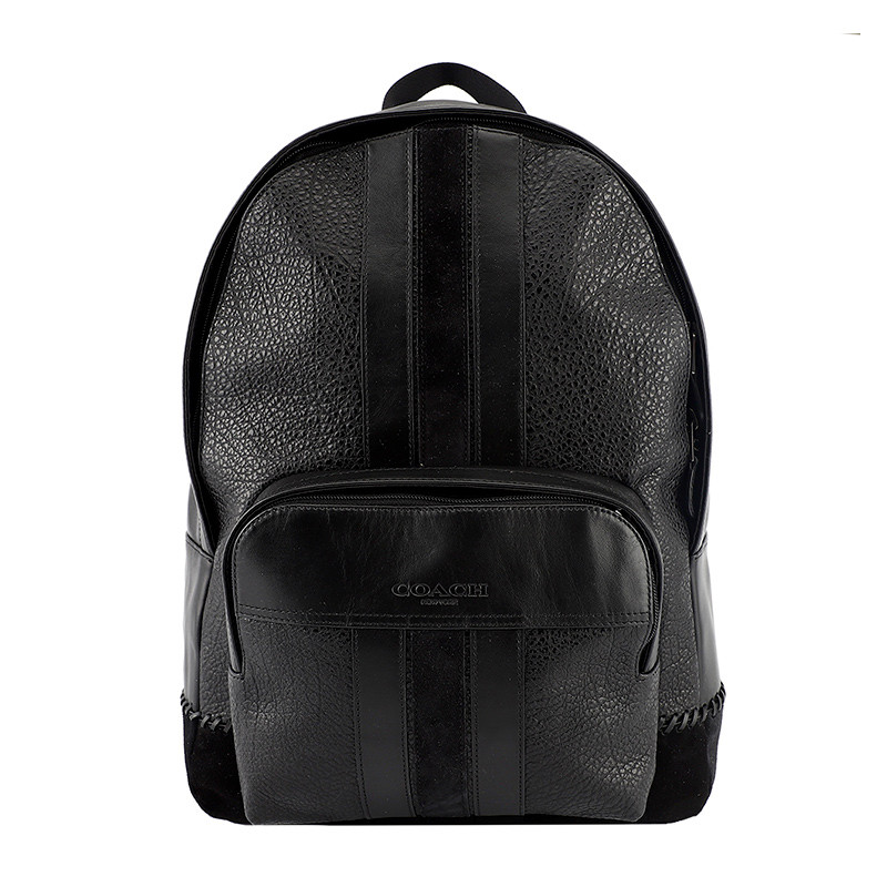 COACH 蔻驰 奢侈品 欧美时尚男士单肩包黑色皮革双肩背包 黑色