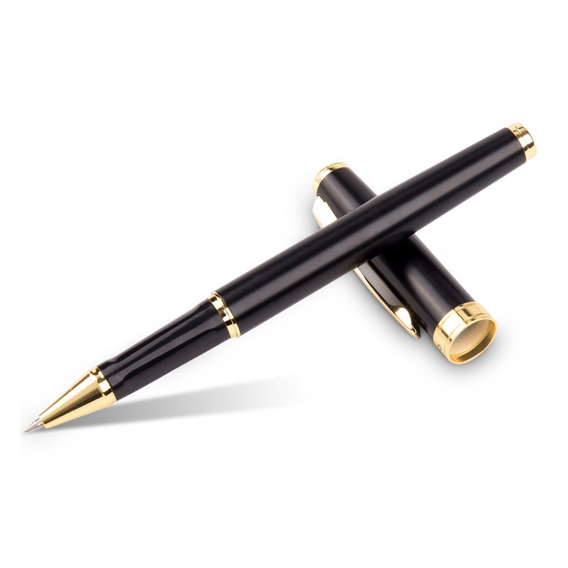 得力 S86 签字笔0.5mm黑色 签字笔礼品笔金属中性笔中性笔黑色水笔 黑色