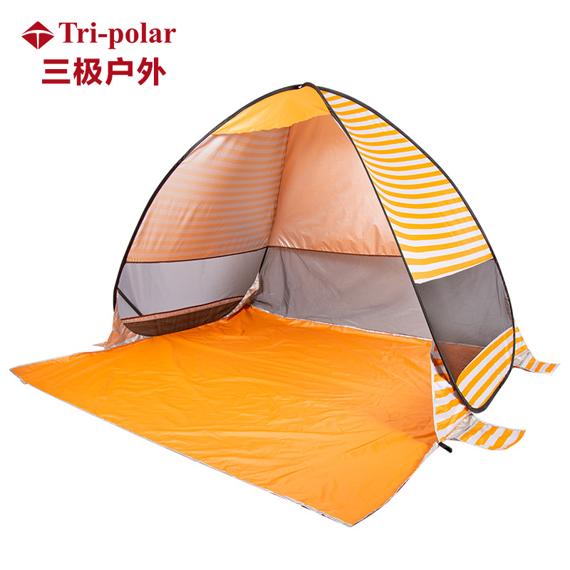 三极户外(Tripolar) TP2335 沙滩帐篷户外海边防晒双人全自动速开钓鱼野餐遮阳纱网帐篷 橘色条纹-大