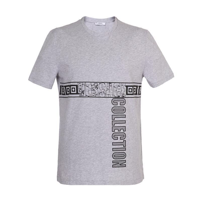 VERSACE COLLECTION 范思哲 男款棉质圆领短袖T恤 V800683R VJ00576 V7653-灰色 M