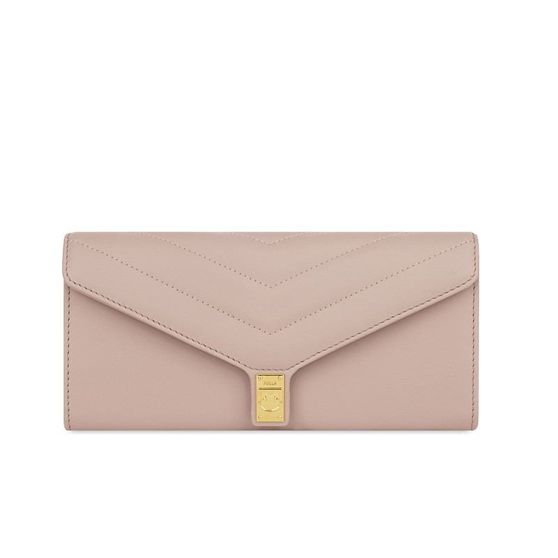 FURLA/芙拉2019春夏新款TORTONA系列XL号牛皮革长款女士票夹钱包 裸粉色