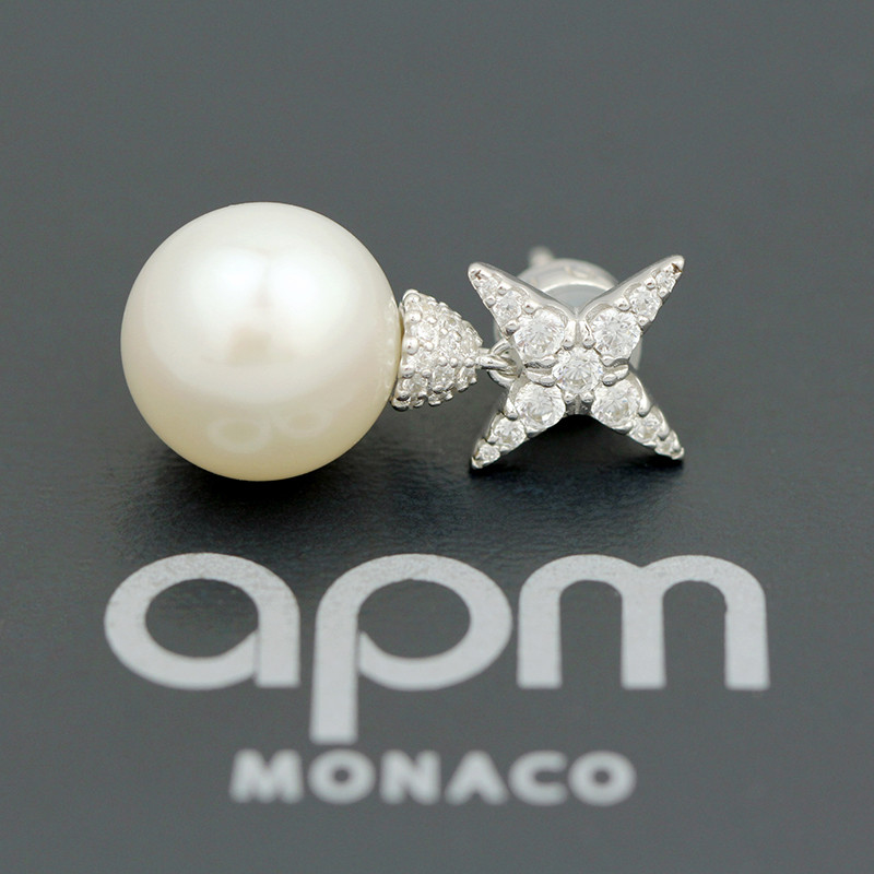 apm MONACO单只高档小星星珍珠耳环银耳饰AE11118XPL 银色