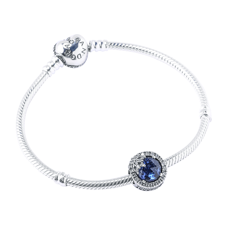 Pandora潘多拉成品手镯 蓝色雪花 925银时尚串珠成品手链 20cm
