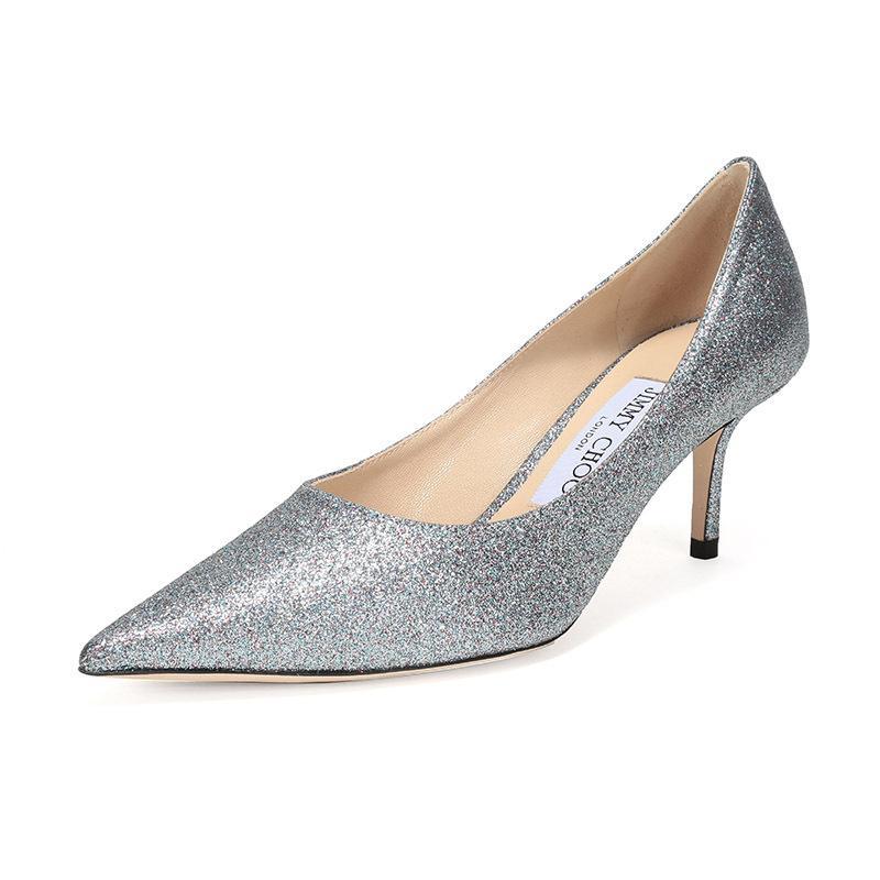 Jimmy Choo 周仰杰 女士闪光面料高跟鞋 LOVE 65 DIR 191 MULTI-银蓝色多色 37