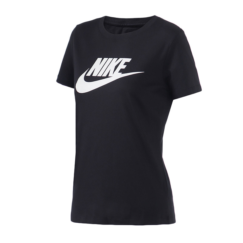【自营】NIKE耐克女装短袖T恤经典简约圆领针织休闲运动服BV6170 L BV6170-010黑+白