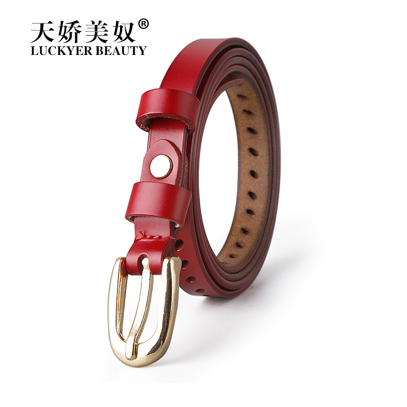 男士皮带正品自动扣时尚休闲裤带青年商务韩版潮牛皮裤腰带_UHKJm4 统一尺码 红色