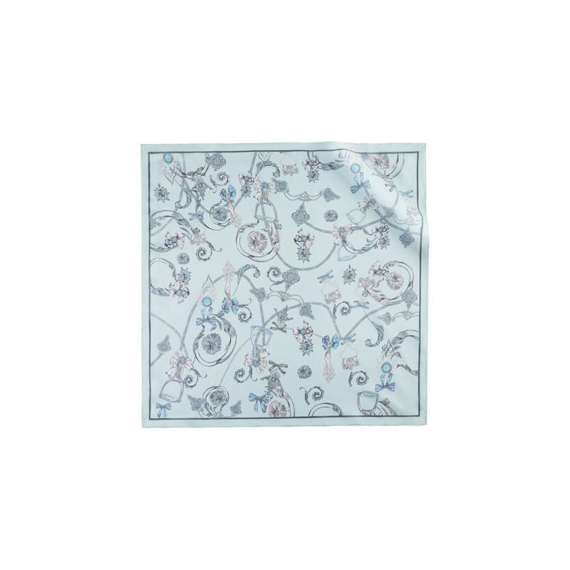 万事利(WENSLI)春夏新品桑蚕丝真丝小方巾时尚女士方巾 诗酒花茶 48*180cm 绿色