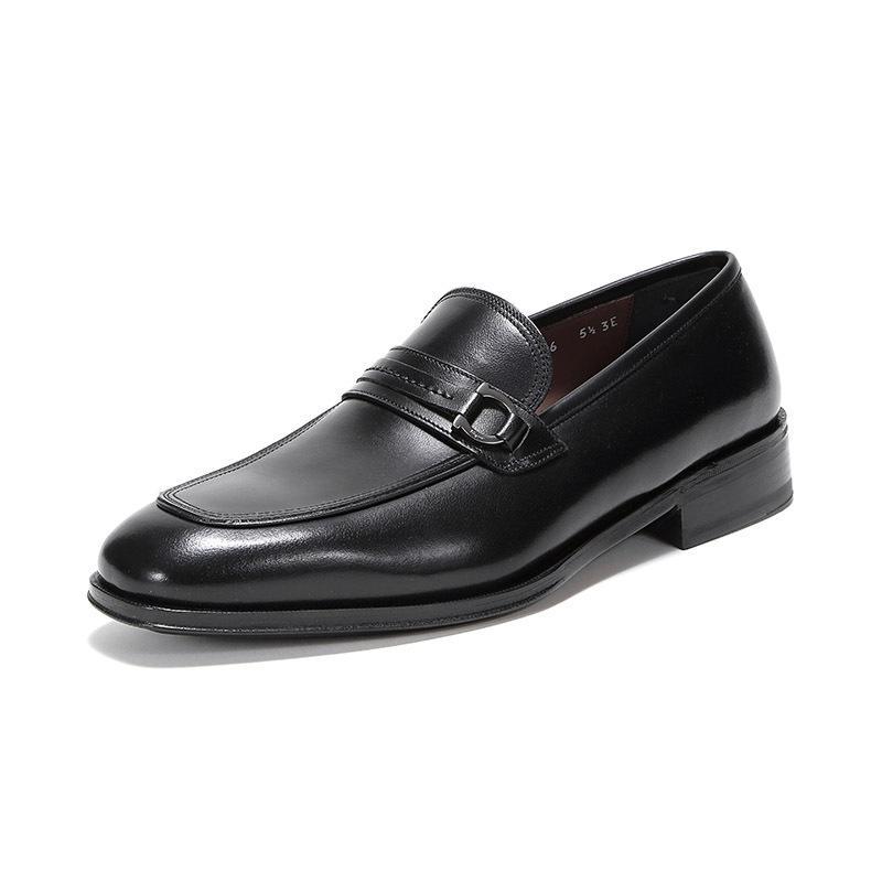Salvatore Ferragamo 菲拉格慕 男士牛皮莫卡辛鞋皮鞋 0705624 EEE 黑色 7.5