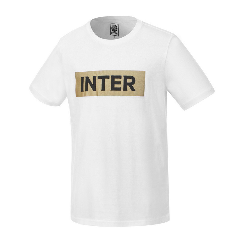 国际米兰俱乐部夏季新品男士LOGO印花全棉短袖运动T恤纯色男圆领短款 白色 XL