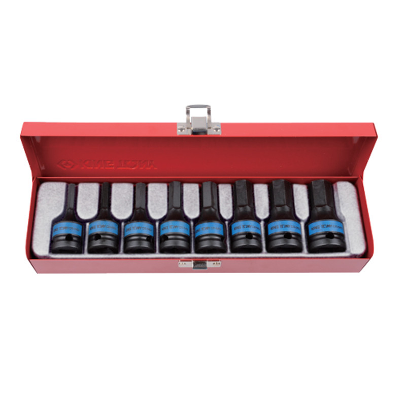蓝带 1/2英寸气动旋具六角套筒组装 8PC 包含H5 H6 H8 H10 H12 H14 H17 H19 4418MP