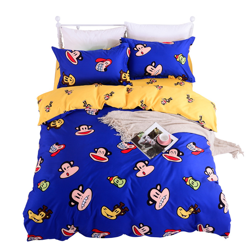 大嘴猴(paul frank) 超柔磨毛套件 金兰之友PF0276TJ 床品四件套 深蓝色