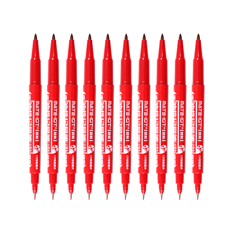 欧标（MATE-IST) B1522小双头油性记号笔 12*140mm 10支/盒，180盒/箱（单位：盒） 红色