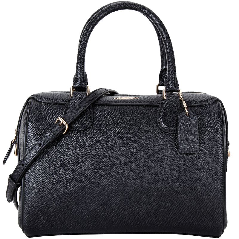 COACH 蔻驰 奢侈品 欧美时尚女士纯色皮革手提肩背斜挎桶包 黑色