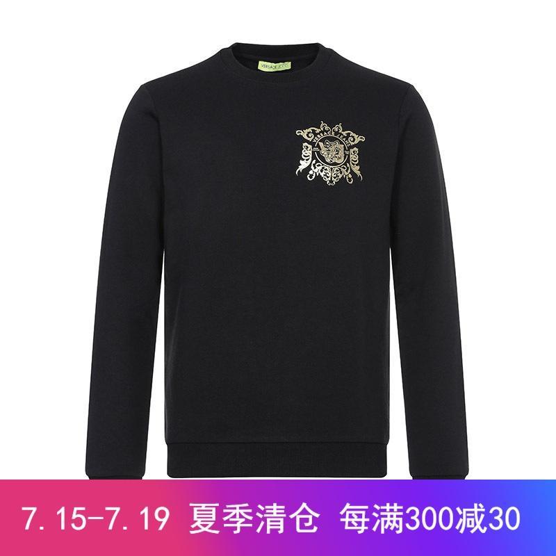 Versace JEANS 范思哲 男士棉质圆领长袖运动衫卫衣 B7GTA7FO 36604 899-黑色 S