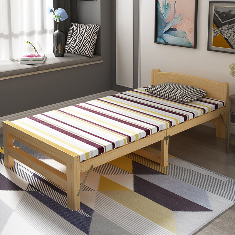 欧宝美折叠床双人床成人实木床经济型简易床封闭式床头 1950*1200*400