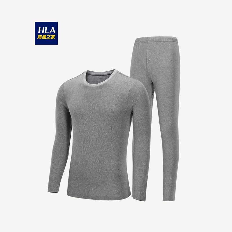 HLA海澜之家保暖内衣套装秋冬贴身基础棉毛衫男_HUTAJ3R018A 中灰花纹18 185/110/XXXL