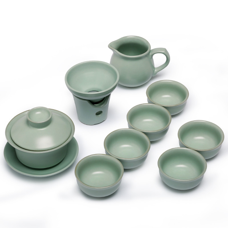 常生源 功夫茶具 仿宋汝窑 开片 茶壶茶杯陶瓷茶漏整套 泡茶器 青云直上套组