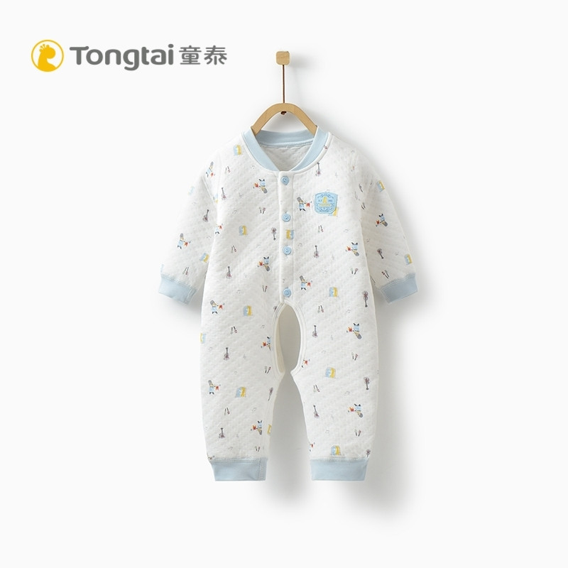 童泰纯棉新生儿衣服0-1岁婴儿加厚开裆连体衣男女宝宝保暖爬爬服