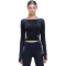 HOTSUIT后秀塑形女运动健身紧身衣一字领运动长袖短上衣镂空小蛮腰6960004 M 银白色