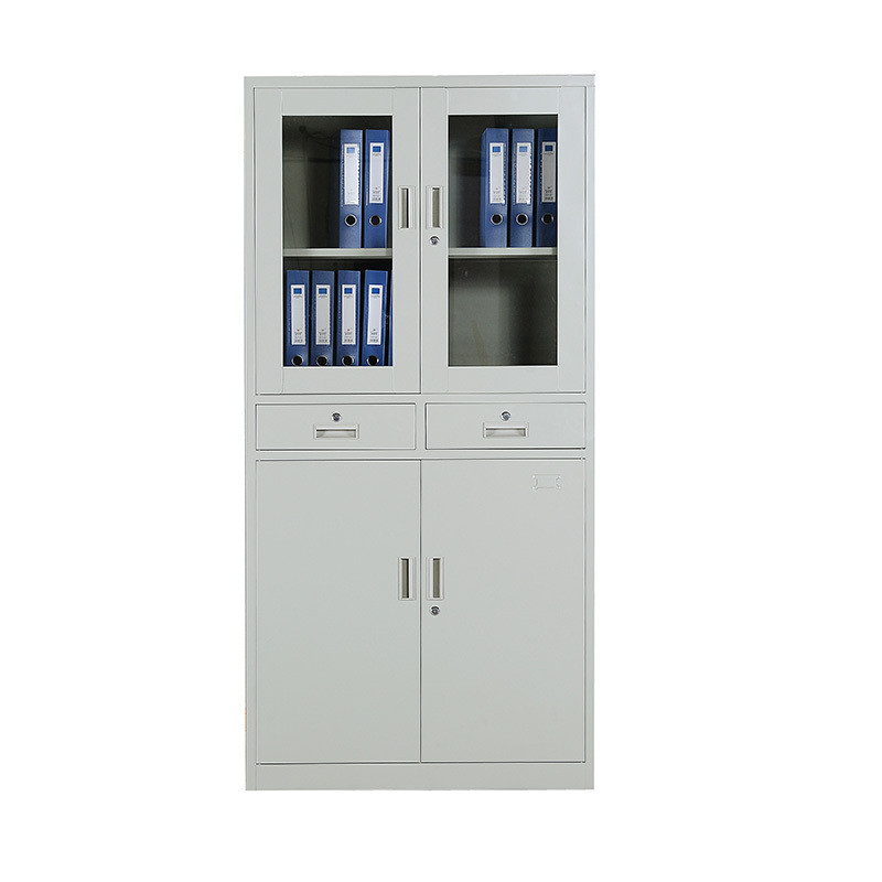 文件柜1580*850*390mm 加厚办公文件柜 J 铁皮柜 财务凭证资料柜 档案柜 钢制玻璃储物书柜 带锁抽屉可定制 灰色
