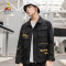 稻草人夹克男2019春秋新品多口袋工装外套青年男士翻领休闲衣服 XL 黄色