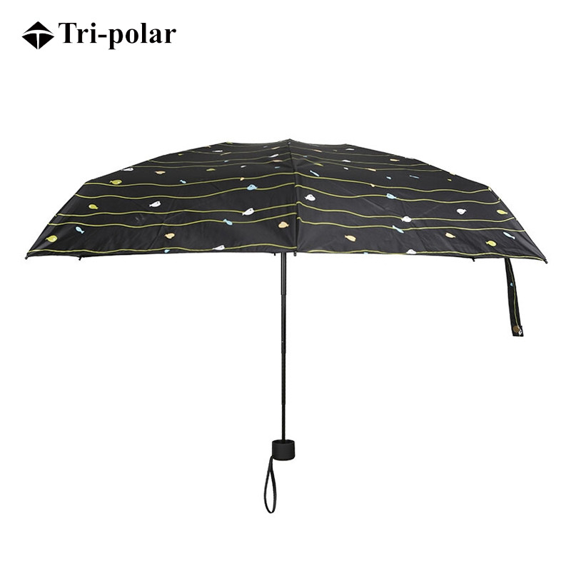 三极户外(Tripolar) TP7012 折叠伞室外旅行遮阳女折叠晴雨五折伞黑胶迷你口袋伞 条纹鱼黑