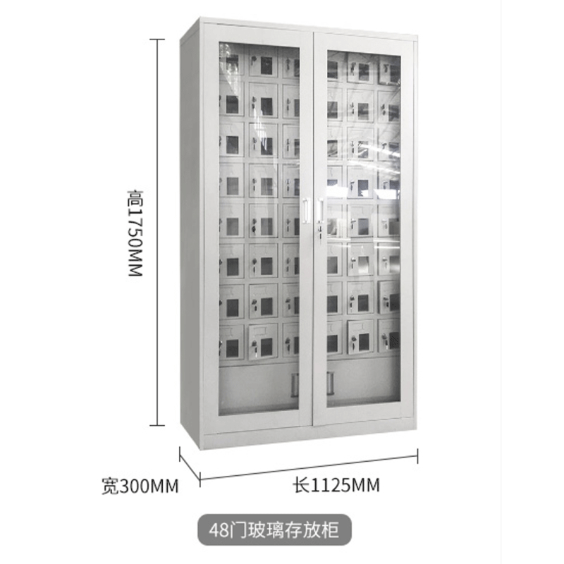 鑫金虎 手机存放柜外玻对讲机保管箱单位工厂电子设备寄存柜48门 48门玻璃存放柜